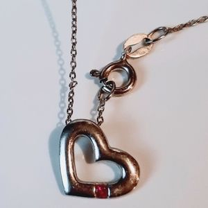 Sterling Silver 925 Vintage Estate Real Princess Cut Ruby Heart Pendant 0.9g x45